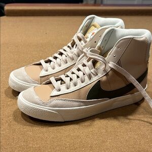 Nike High-Top Sneakers in Tan and Cream